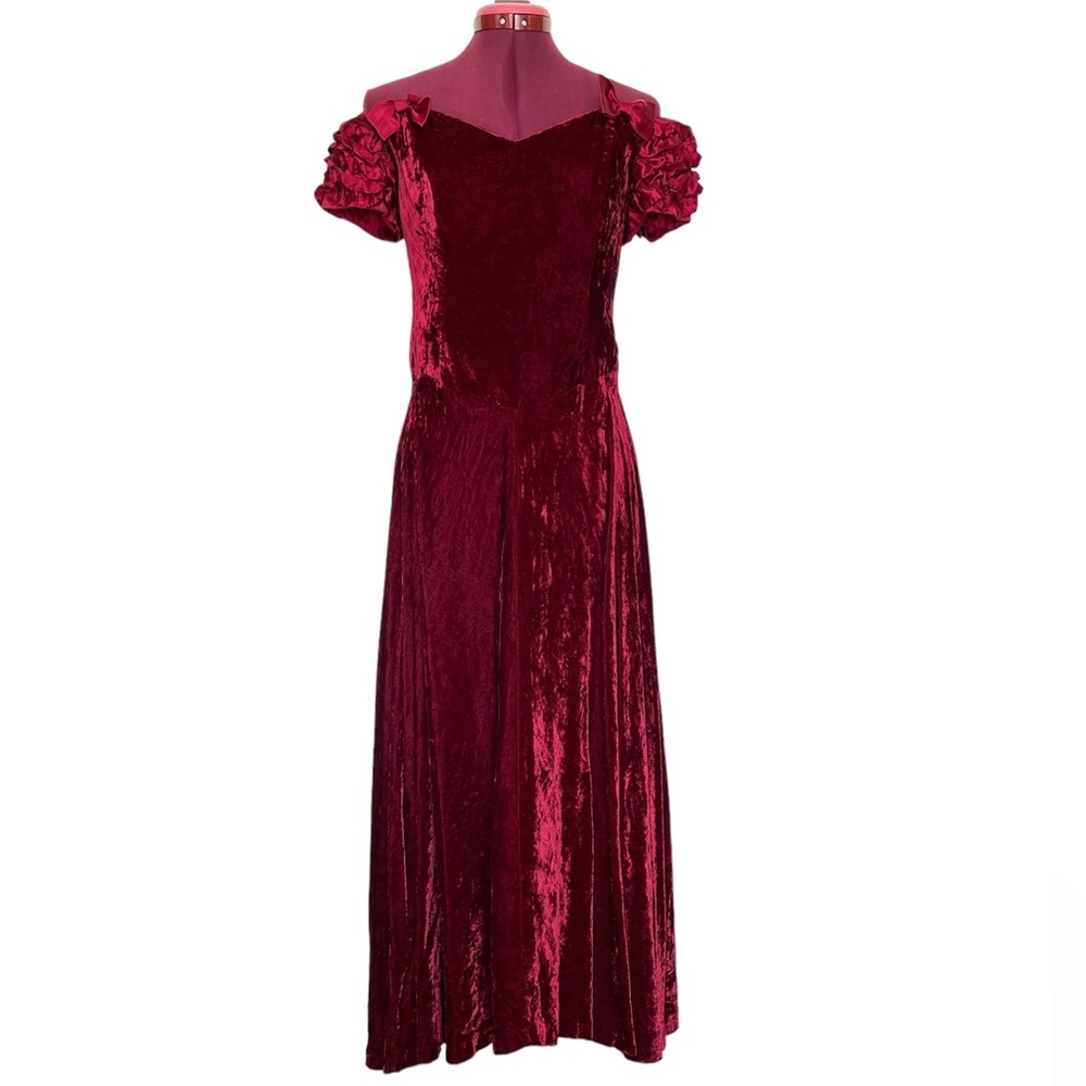 Retro Vintage 80’s Crushed VELVET GRUNGE BOHO  Dress Hippie Moda Int’l Sz 12 USA